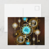 Steampunk Rusty Background met Turquoise Lenses Feestdagenkaart (Voorkant / Achterkant)