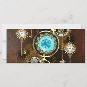 Steampunk Rusty Background met Turquoise Lenses Feestdagenkaart