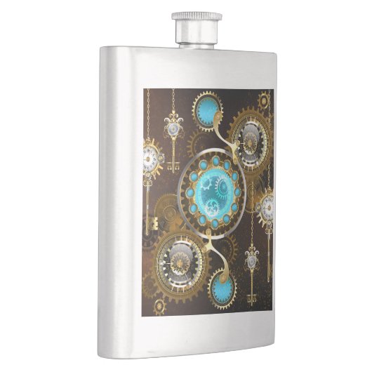 Steampunk Rusty Background met Turquoise Lenses Flacon (Rechts)