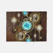 Steampunk Rusty Background met Turquoise Lenses Fleece Deken (Voorkant (Horizontaal))
