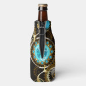 Steampunk Rusty Background met Turquoise Lenses Flesjeskoeler (Fles Achterkant)