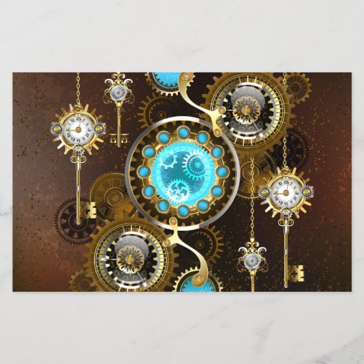 Steampunk Rusty Background met Turquoise Lenses Flyer (Voorkant)