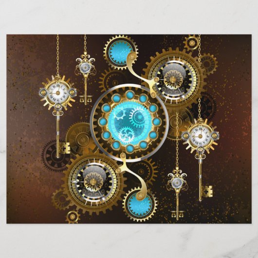Steampunk Rusty Background met Turquoise Lenses Flyer (Voorkant)