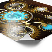 Steampunk Rusty Background met Turquoise Lenses Foto Afdruk (Hoek)