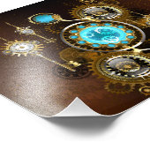 Steampunk Rusty Background met Turquoise Lenses Foto Afdruk (Hoek)