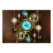 Steampunk Rusty Background met Turquoise Lenses Foto Afdruk (Voorkant)
