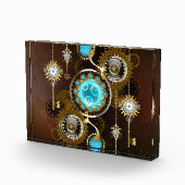 Steampunk Rusty Background met Turquoise Lenses Fotoblokken (Rechts)