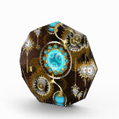 Steampunk Rusty Background met Turquoise Lenses Fotoblokken (Rechts)