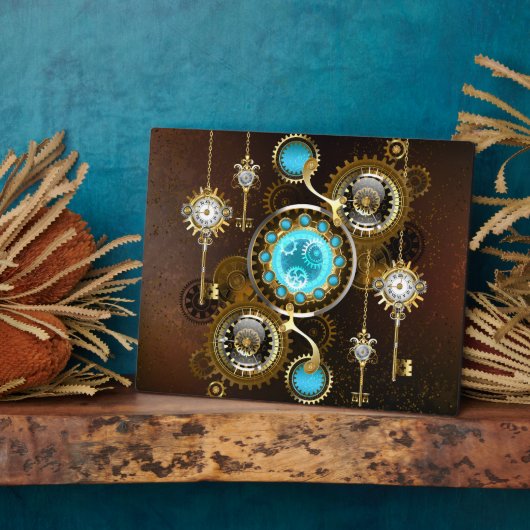 Steampunk Rusty Background met Turquoise Lenses Fotoplaat (Zijkant)