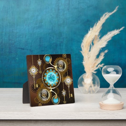 Steampunk Rusty Background met Turquoise Lenses Fotoplaat (Insitu)