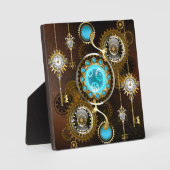 Steampunk Rusty Background met Turquoise Lenses Fotoplaat (Voorkant)