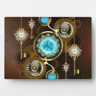 Steampunk Rusty Background met Turquoise Lenses Fotoplaat