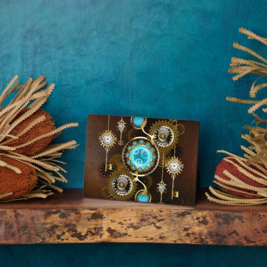 Steampunk Rusty Background met Turquoise Lenses Fotoplaat (Zijkant)