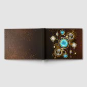 Steampunk Rusty Background met Turquoise Lenses Gastenboek (Volledig)