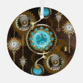 Steampunk Rusty Background met Turquoise Lenses Glas Ornament (Achterkant)