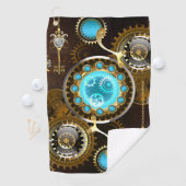 Steampunk Rusty Background met Turquoise Lenses Golfhanddoek (Insitu)