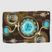Steampunk Rusty Background met Turquoise Lenses Golfhanddoek (Horizontaal)