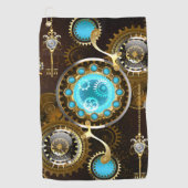 Steampunk Rusty Background met Turquoise Lenses Golfhanddoek (Voorkant)
