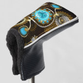 Steampunk Rusty Background met Turquoise Lenses Golfheadcover (3/4 voorkant)