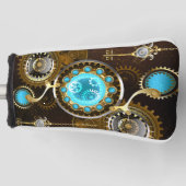 Steampunk Rusty Background met Turquoise Lenses Golfheadcover (Voorkant)