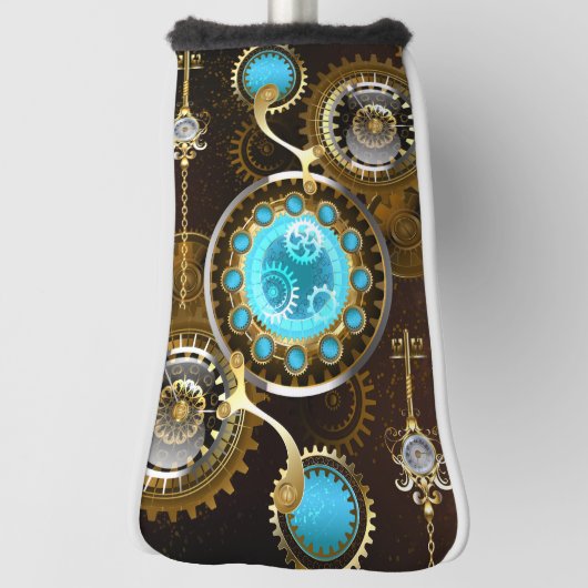 Steampunk Rusty Background met Turquoise Lenses Golfheadcover (Draai 90)