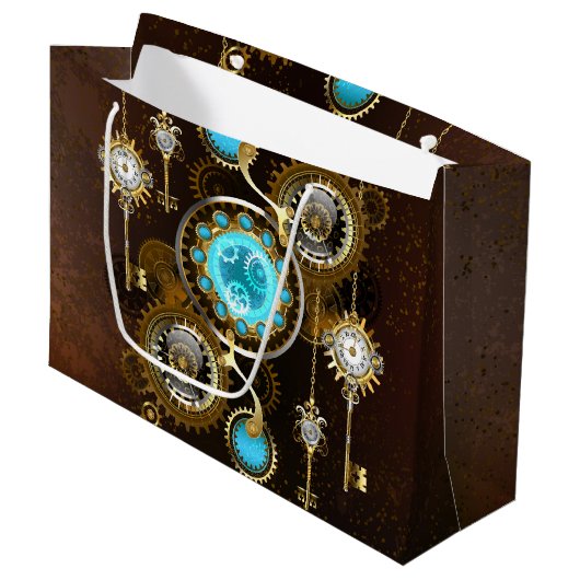 Steampunk Rusty Background met Turquoise Lenses Groot Cadeauzakje (Voorkant Gekanteld)