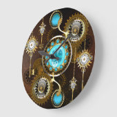 Steampunk Rusty Background met Turquoise Lenses Grote Klok (Hoek)