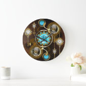 Steampunk Rusty Background met Turquoise Lenses Grote Klok (Huis)