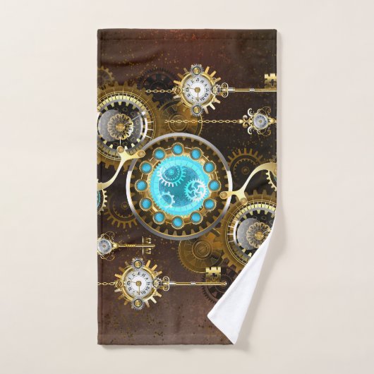 Steampunk Rusty Background met Turquoise Lenses Handdoek (Handdoek)