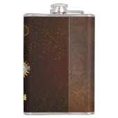 Steampunk Rusty Background met Turquoise Lenses Heupfles (Achterkant)