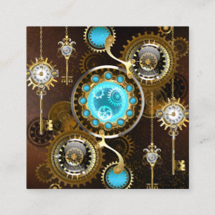 Steampunk Rusty Background met Turquoise Lenses Informatiekaartje