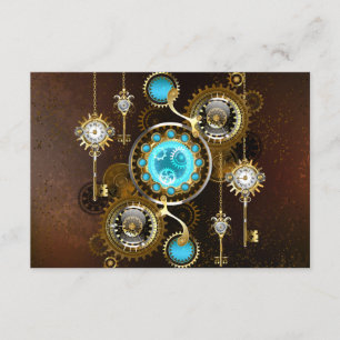 Steampunk Rusty Background met Turquoise Lenses Informatiekaartje