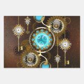 Steampunk Rusty Background met Turquoise Lenses Inpakpapier Vel (Voorkant 2)