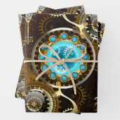 Steampunk Rusty Background met Turquoise Lenses Inpakpapier Vel (In situ)