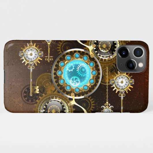 Steampunk Rusty Background met Turquoise Lenses iPhone Hoesje (Achterkant horizontaal)