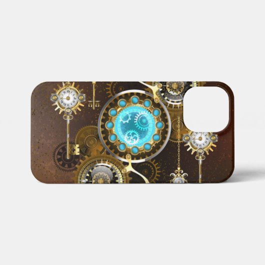 Steampunk Rusty Background met Turquoise Lenses iPhone Hoesje (Achterkant horizontaal)