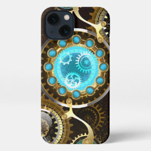Steampunk Rusty Background met Turquoise Lenses iPhone 13 Hoesje