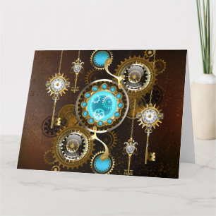 Steampunk Rusty Background met Turquoise Lenses Kaart