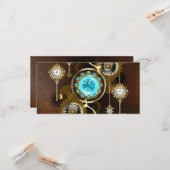 Steampunk Rusty Background met Turquoise Lenses Kaart (Voorkant / Achterkant in situ)