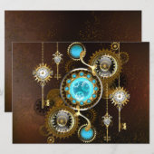 Steampunk Rusty Background met Turquoise Lenses Kaart (Voorkant / Achterkant)