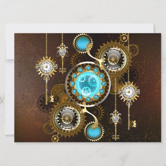 Steampunk Rusty Background met Turquoise Lenses Kaart (Voorkant)