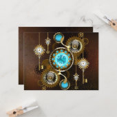 Steampunk Rusty Background met Turquoise Lenses Kaart (Voorkant / Achterkant in situ)