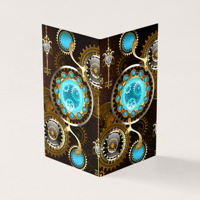Steampunk Rusty Background met Turquoise Lenses Kaart (Buitenkant)