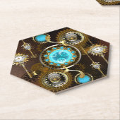 Steampunk Rusty Background met Turquoise Lenses Kartonnen Onderzetters (Schuin)