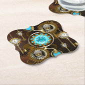 Steampunk Rusty Background met Turquoise Lenses Kartonnen Onderzetters (Gekanteld)