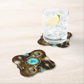 Steampunk Rusty Background met Turquoise Lenses Kartonnen Onderzetters (Insitu)