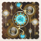 Steampunk Rusty Background met Turquoise Lenses Kartonnen Onderzetters (Voorkant)