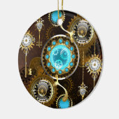 Steampunk Rusty Background met Turquoise Lenses Keramisch Ornament (Links)