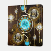 Steampunk Rusty Background met Turquoise Lenses Keramisch Ornament (Links)