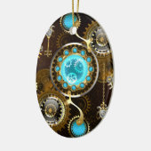 Steampunk Rusty Background met Turquoise Lenses Keramisch Ornament (Links)